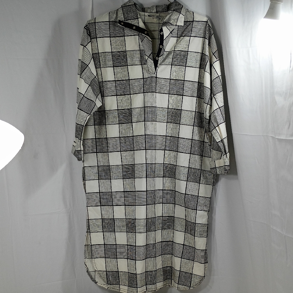 Sally Lou,  Stylish Black and White Plaid Midi Dress